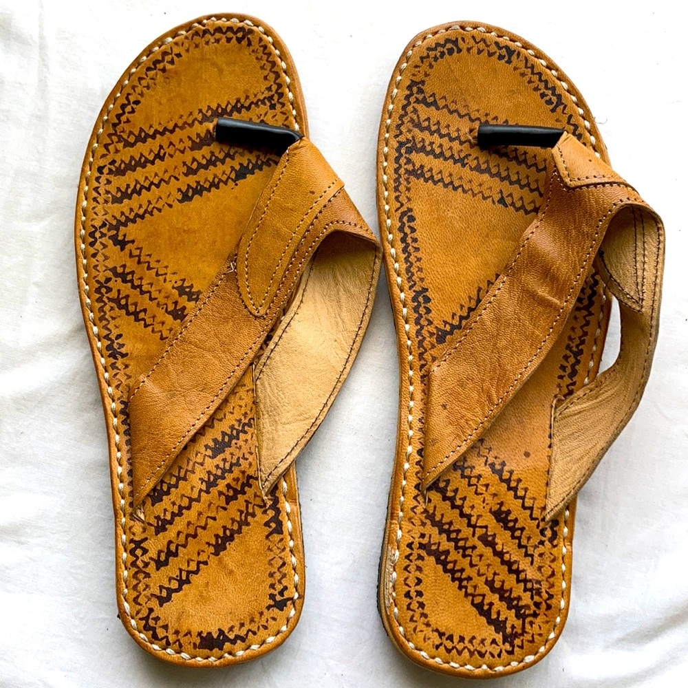 Sandals Leather Single Layer Flip-Flops - Men's